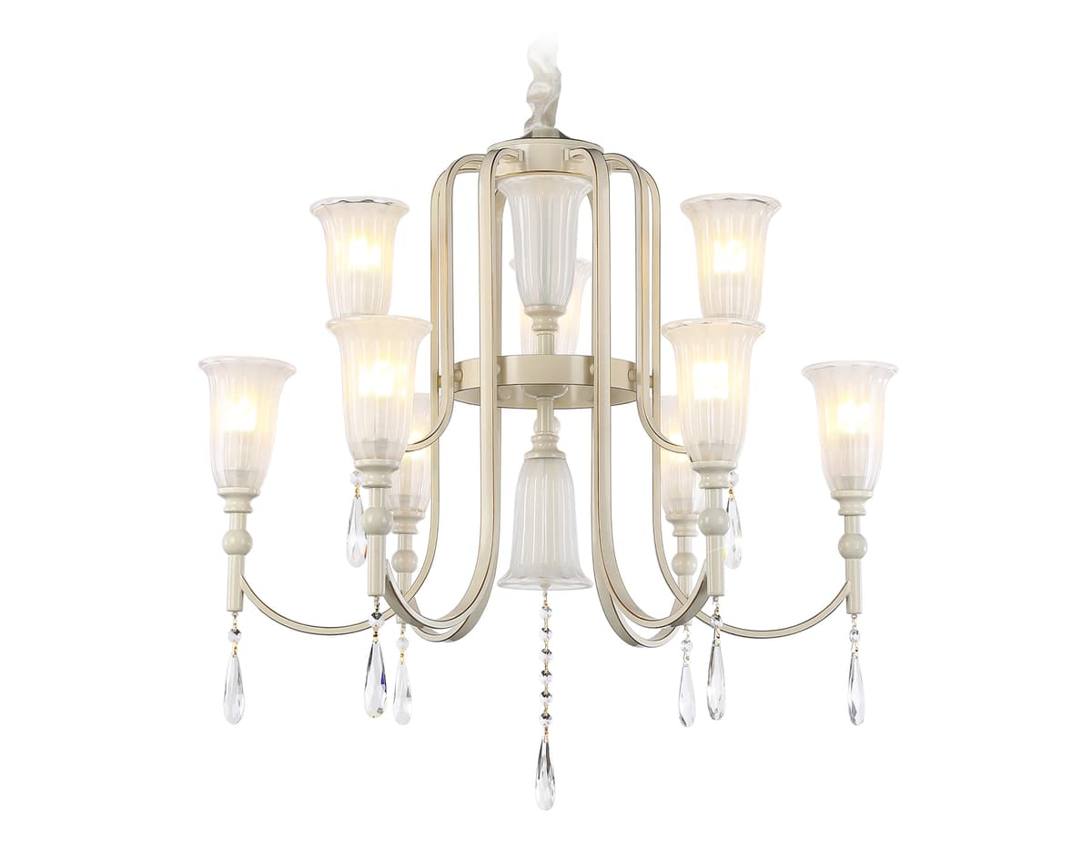 TR3248/9 BG/GD/FR бежевый/золото/белый матовый E14*9 max 40W D735*720