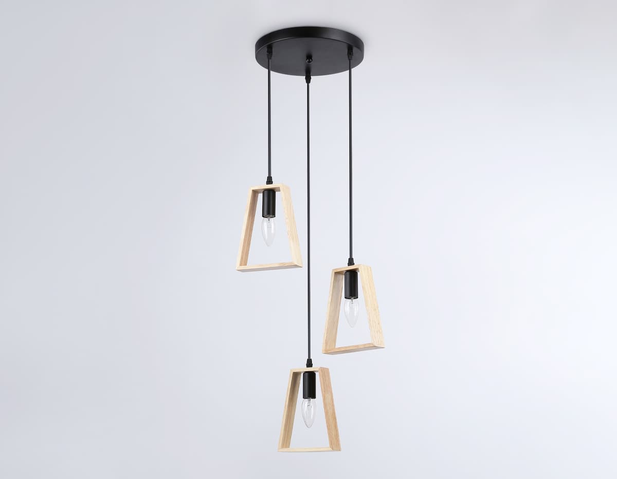 TR80499/3 BK/LW черный/светлое дерево E14/3 max 60W D350*1000