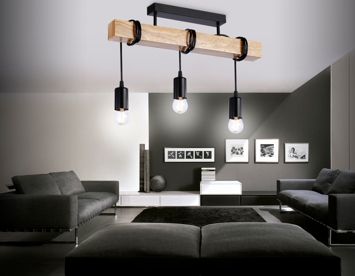 TR8182/3 BK/LW черный/светлое дерево E27*3 max 40W 500*50*420