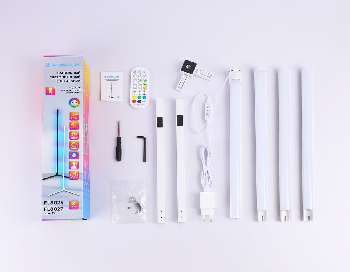 FL8025 WH белый LED 20W RGB D32*1650 (ПДУ РАДИО 2.4G)