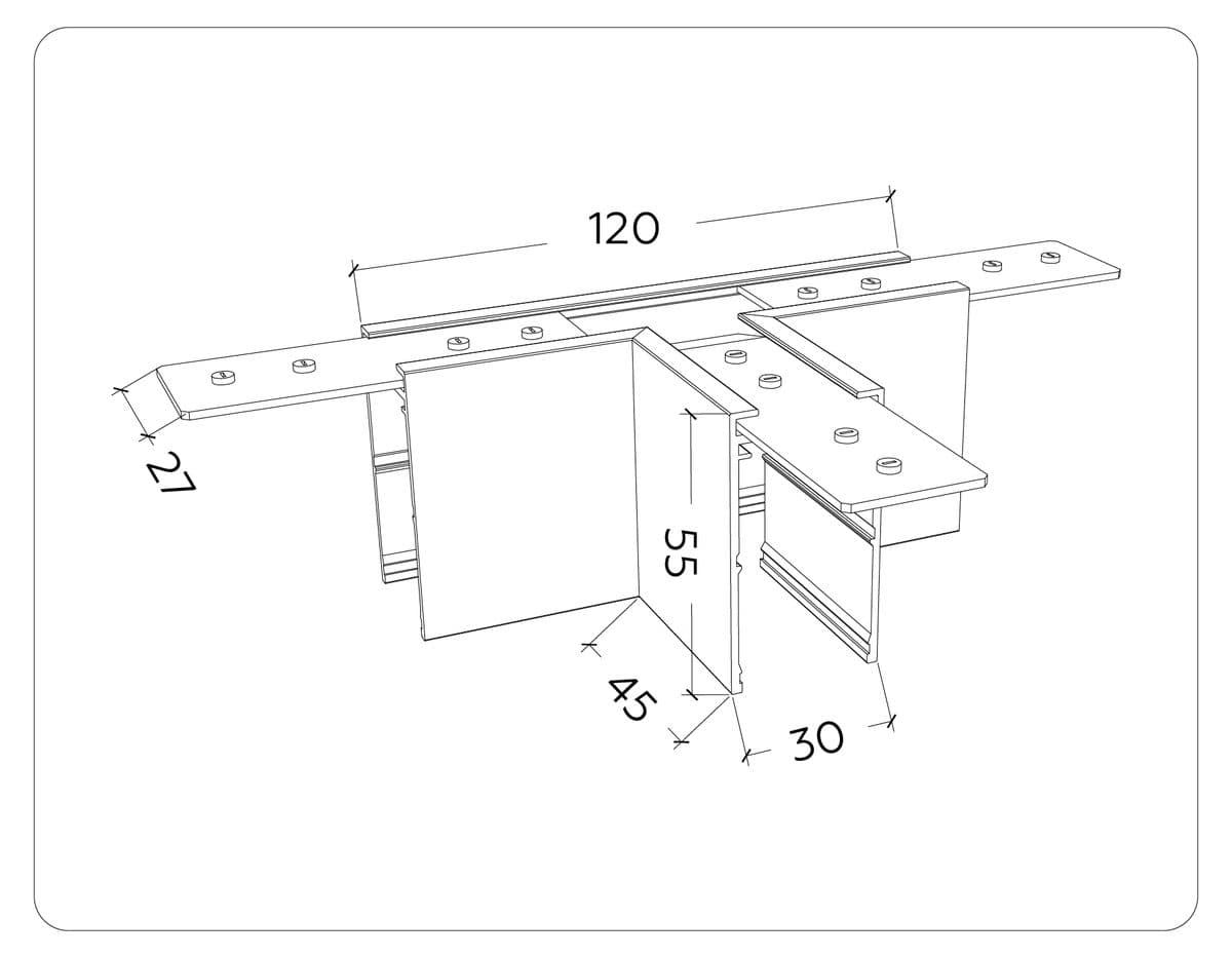 GL1035 WH белый коннектор T-образный для накладного шинопровода Magnetic 220V 105*75*52