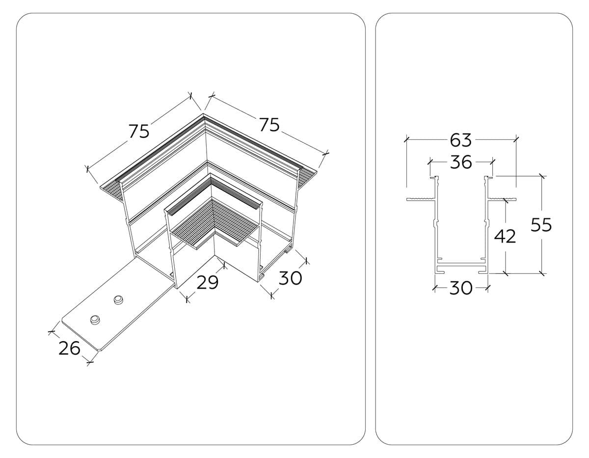 GL1039 WH белый коннектор угловой для встраиваемого магнитного шинопровода Magnetic 220V 80*80*47