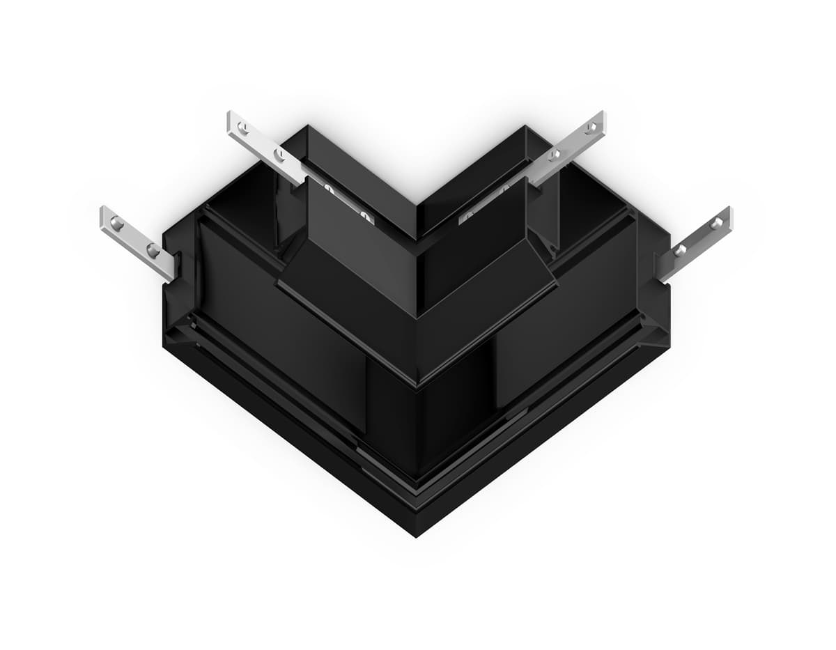 GL1043 BK черный коннектор угловой для корпуса в натяжной потолок Magnetic 220V 100*100*61