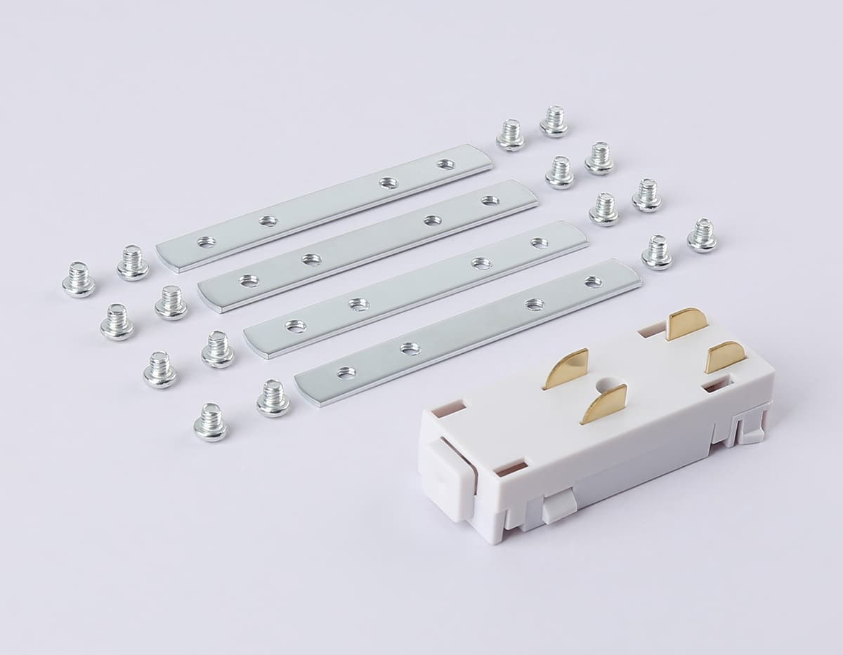 GL1107 WH белый коннектор питания прямой с соединителем для шинопровода в натяжной потолок Magnetic 220V 68*28.5*18