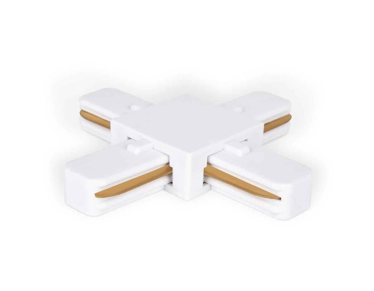 GL7082 WH белый коннектор Х-образный однофазный для соединения трековых шинопроводов