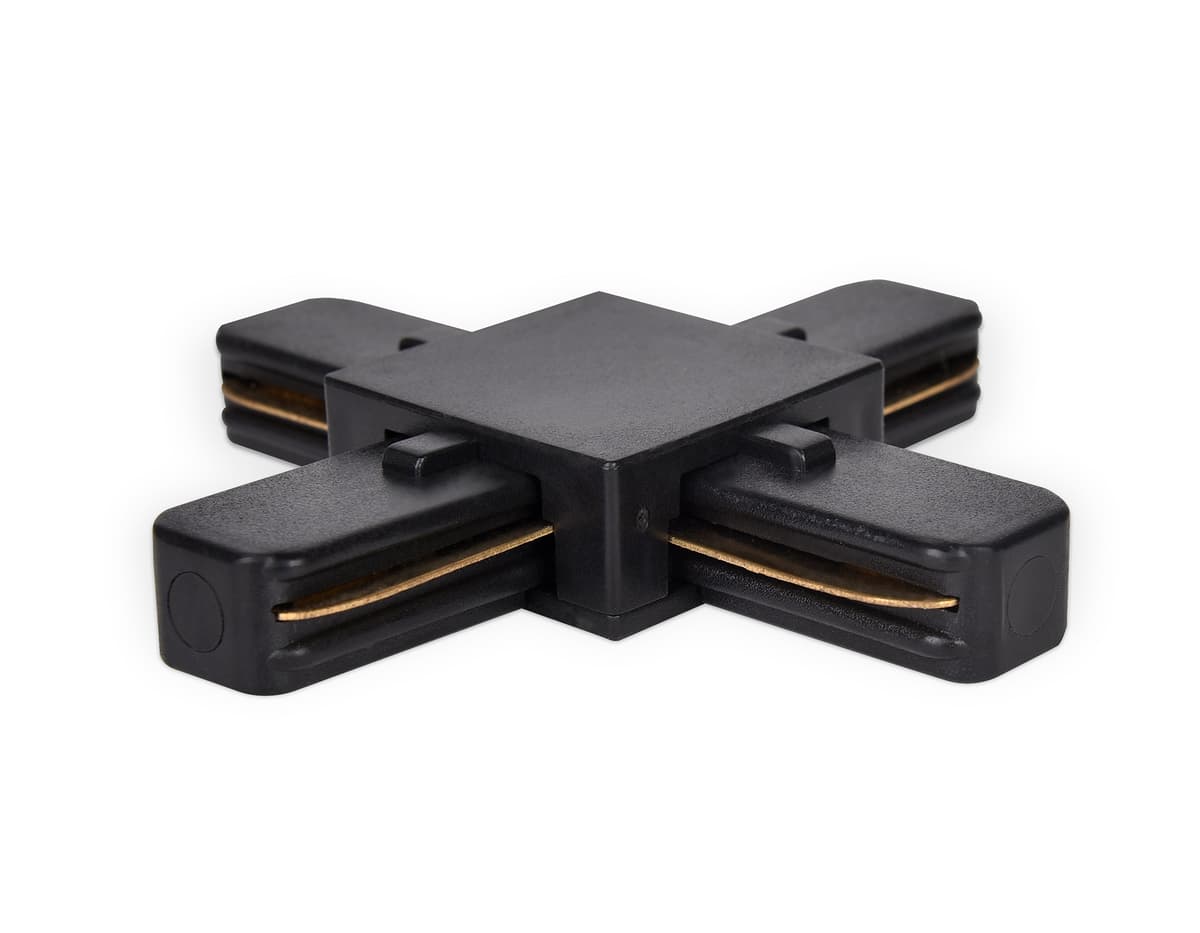 GL7083 BK черный коннектор Х-образный однофазный для соединения трековых шинопроводов