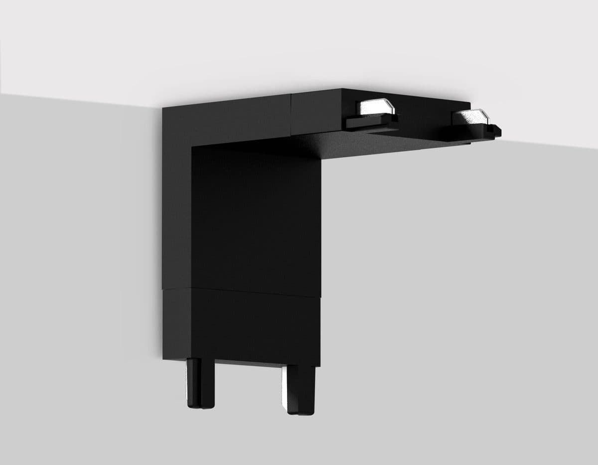 GV1104 BK черный коннектор угловой настенно-потолочный для накладного шинопровода IP20 48V 26*26*26