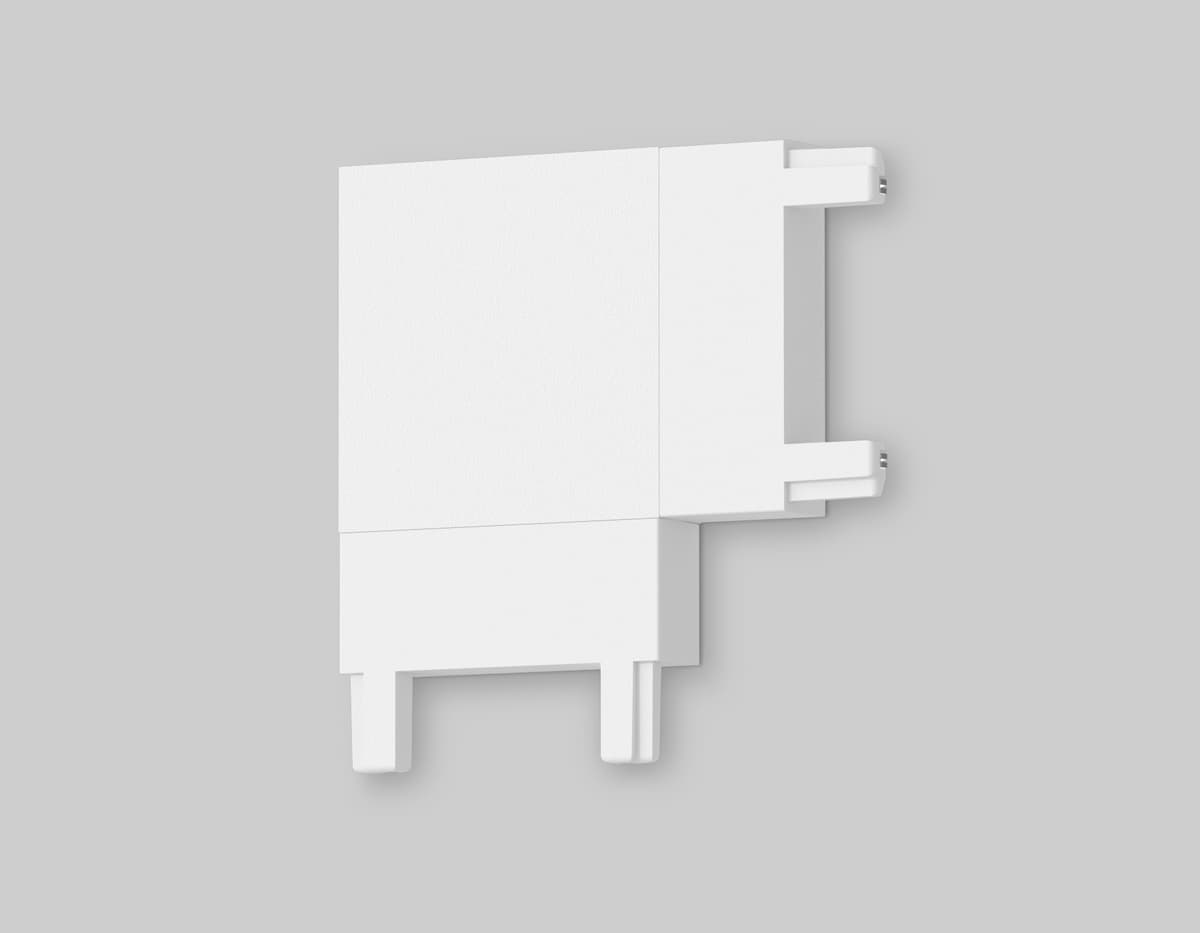 GV1113 WH белый угловой коннектор для накладного шинопровода 36*36*6