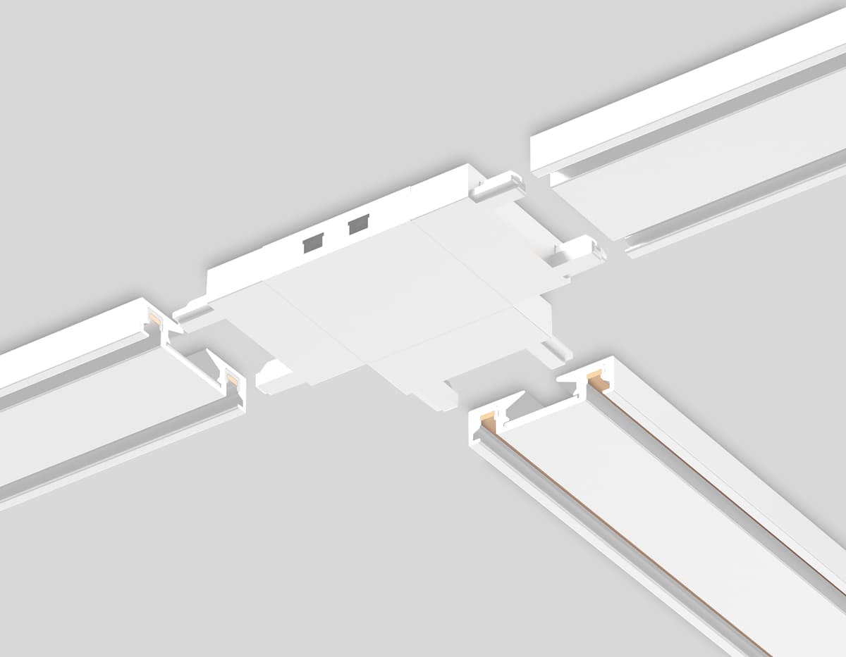 GV1118 WH белый T-образный коннектор для накладного шинопровода 46*36*6