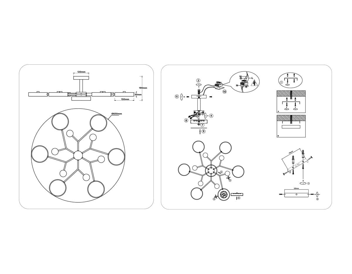 FL4864/7 WH/WD белый/дерево 126W 3000-6000K D830*190 (без ПДУ)