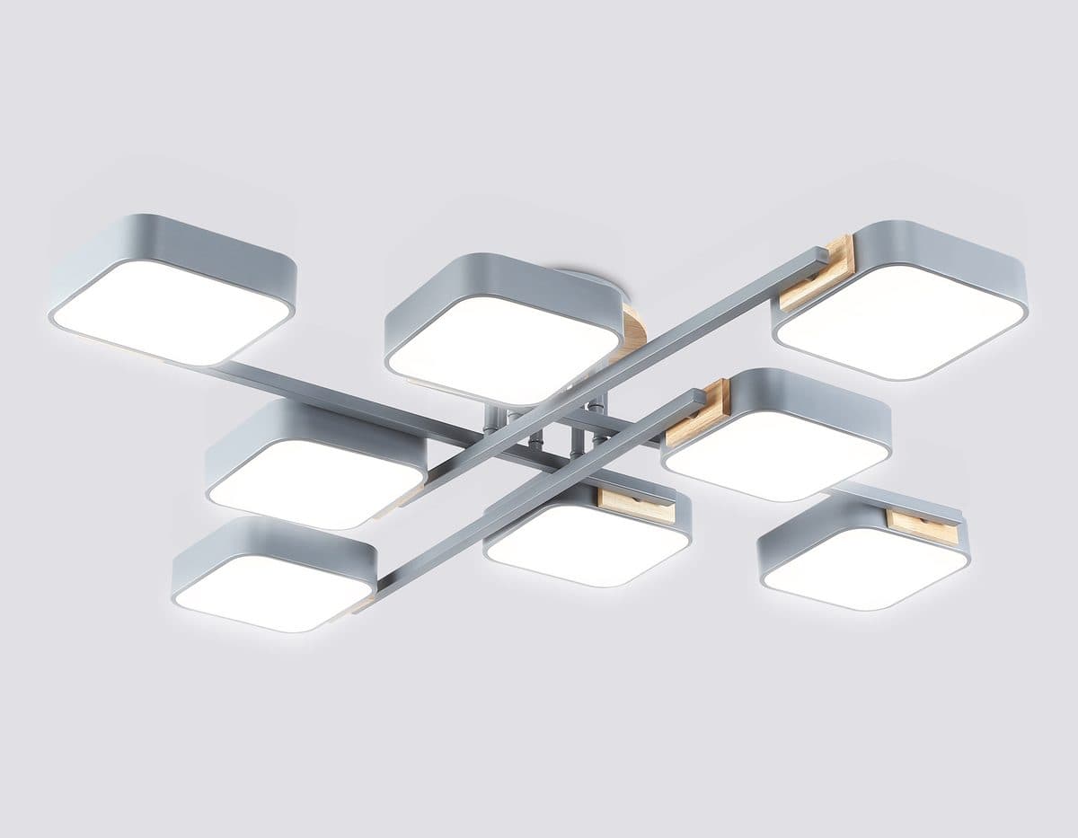 FL4889/8 GR/WD серый/дерево 144W 3000-6000K 960*960*160 (без ПДУ)