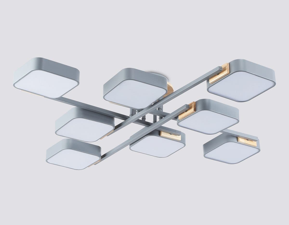 FL4889/8 GR/WD серый/дерево 144W 3000-6000K 960*960*160 (без ПДУ)
