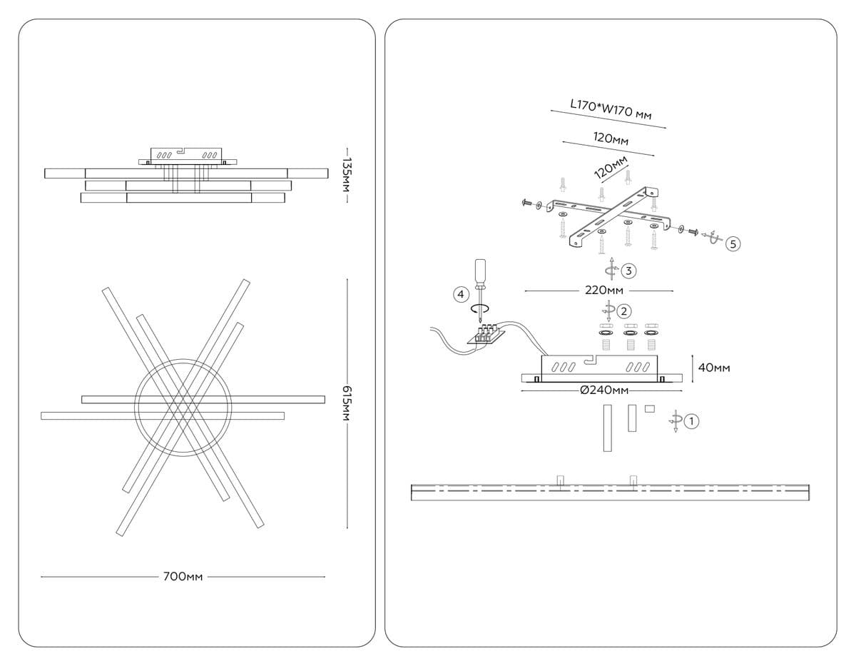 FL6271 WH белый 98W 3000K-6400K 700*615*135 (ПДУ ИК)