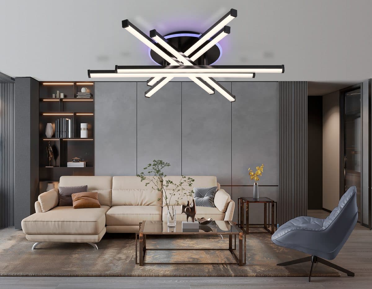 FL6272 BK черный 76W 3000K-6400K+RGB 700*615*135 (ПДУ ИК)