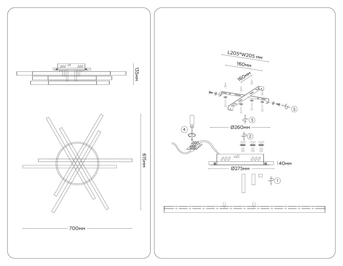 FL6272 BK черный 76W 3000K-6400K+RGB 700*615*135 (ПДУ ИК)