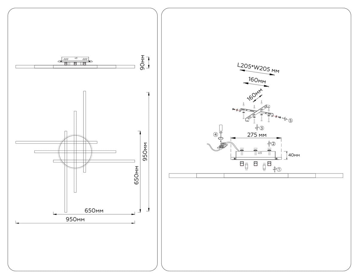 FL6286 BK черный 110W 3000K-6400K 950*950*90 (ПДУ ИК)