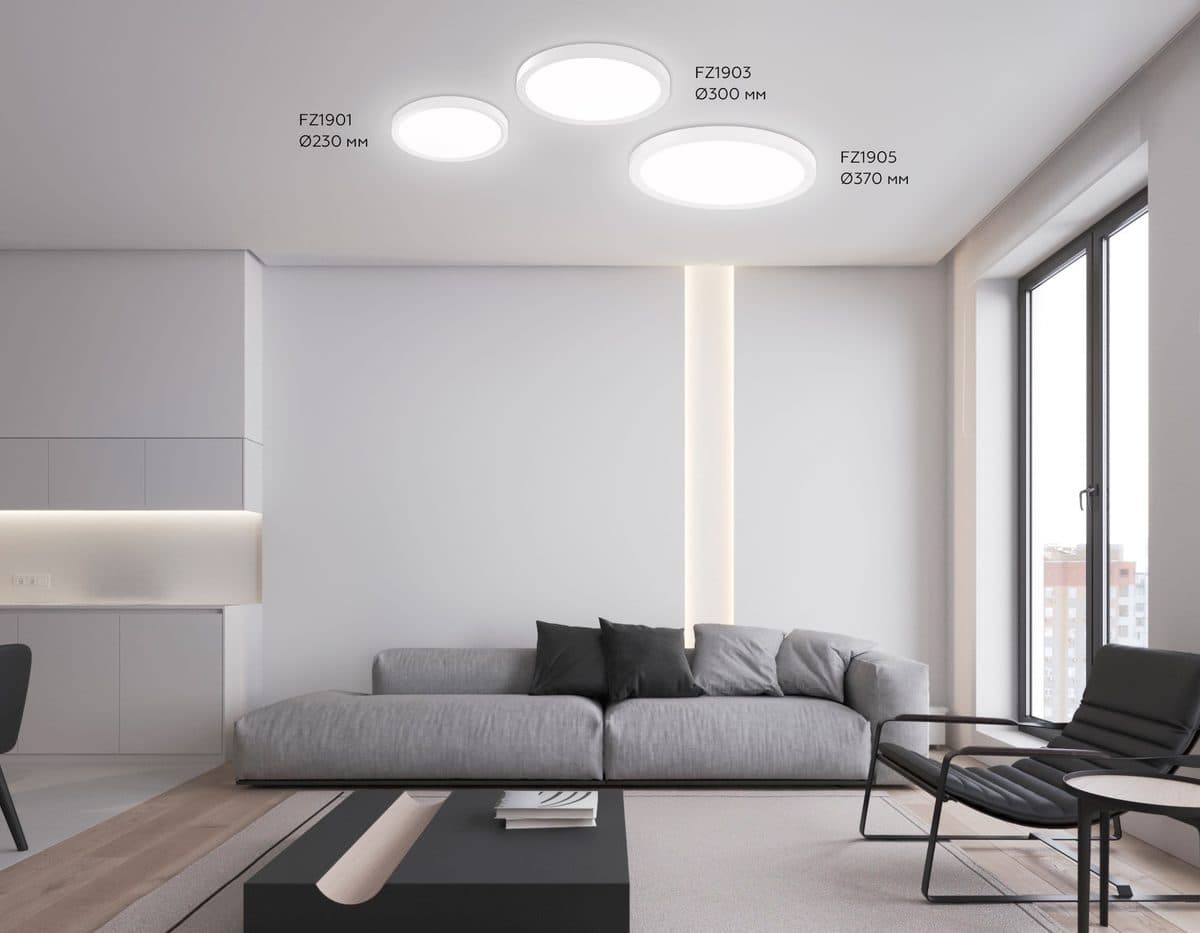 FZ1901 WH белый IP54 13W 3000K-6500K CCT-переключатель D230*25 (Без ПДУ)