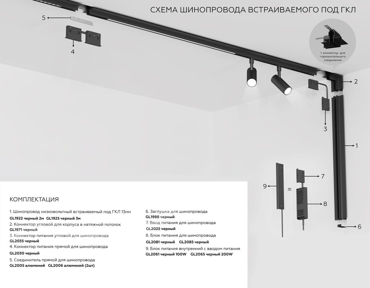 GL1925 BK черный IP20 48V 3000*55*43