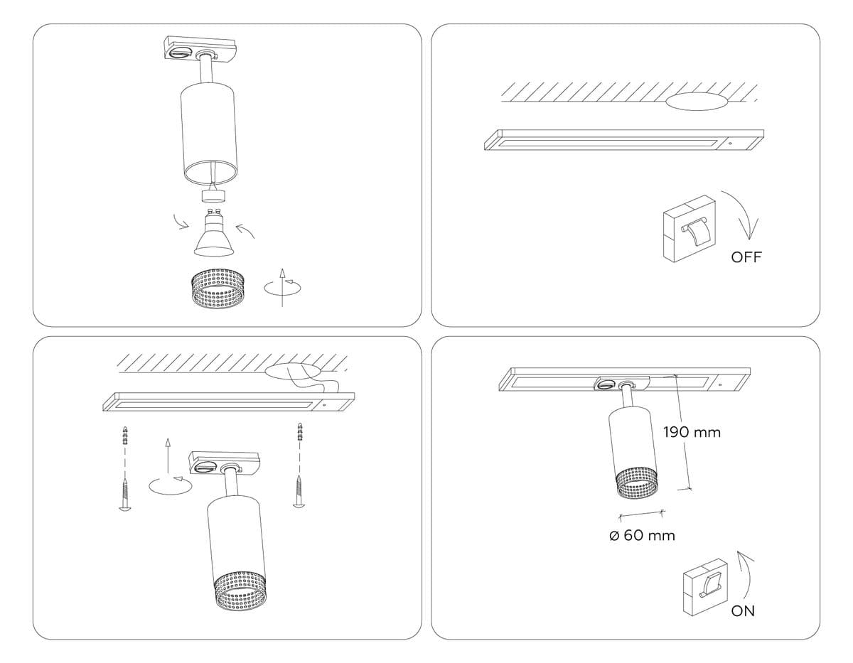 GL5161 WH/BK белый/черный GU10 max 12W D60*190