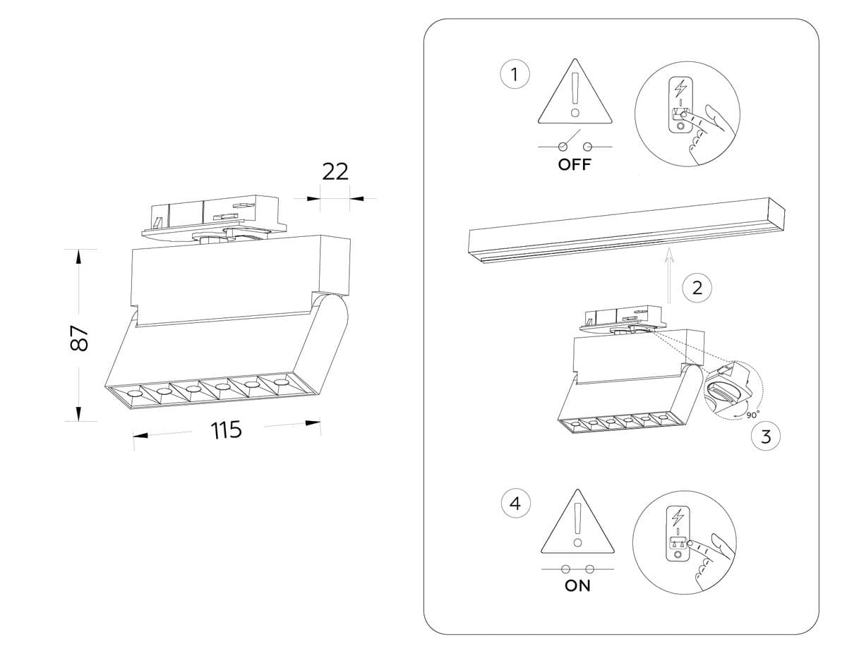 GL6811 WH белый LED 6W 3000K 24° 115*22*87