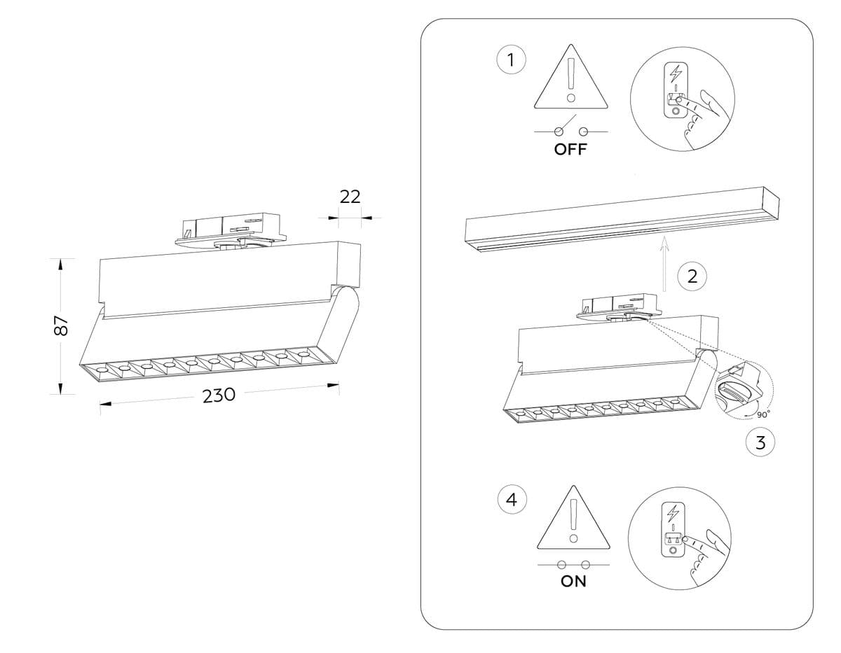 GL6815 WH белый LED 12W 3000K 24° 230*22*87