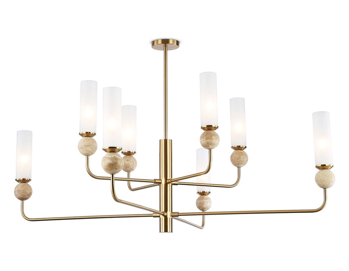 LH53252/8 BS/FR латунь/белый матовый E14*8 max 40W D1260*1445