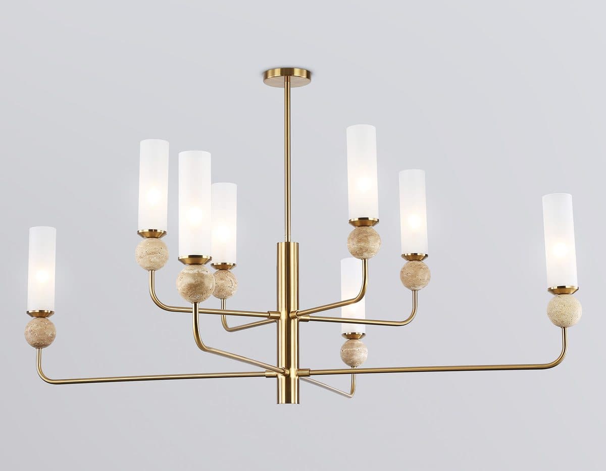 LH53252/8 BS/FR латунь/белый матовый E14*8 max 40W D1260*1445