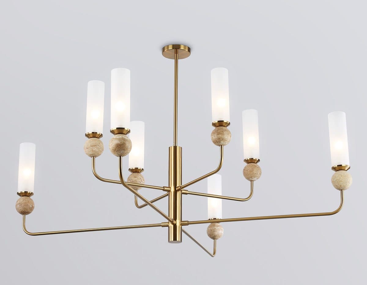 LH53252/8 BS/FR латунь/белый матовый E14*8 max 40W D1260*1445