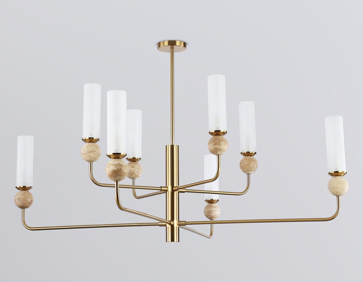 LH53252/8 BS/FR латунь/белый матовый E14*8 max 40W D1260*1445