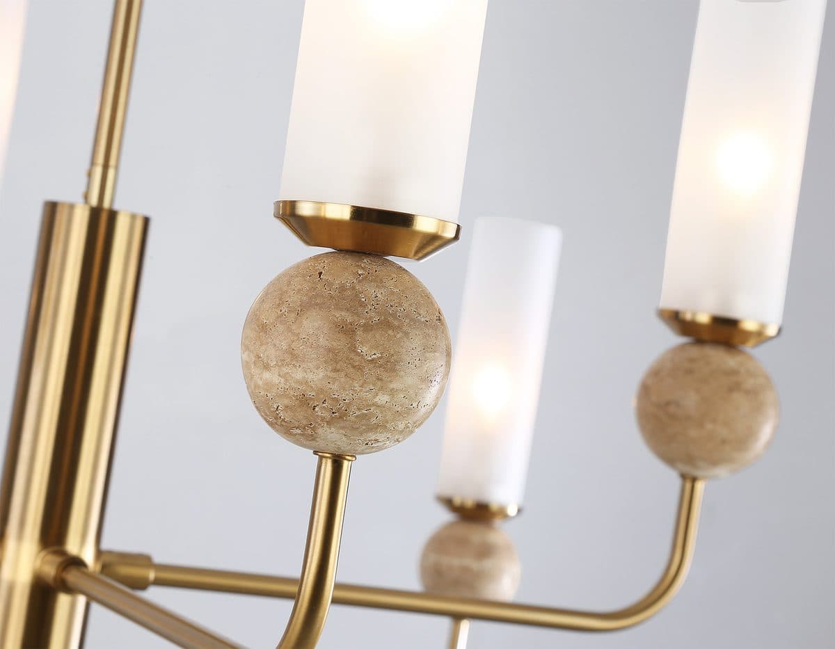 LH53252/8 BS/FR латунь/белый матовый E14*8 max 40W D1260*1445