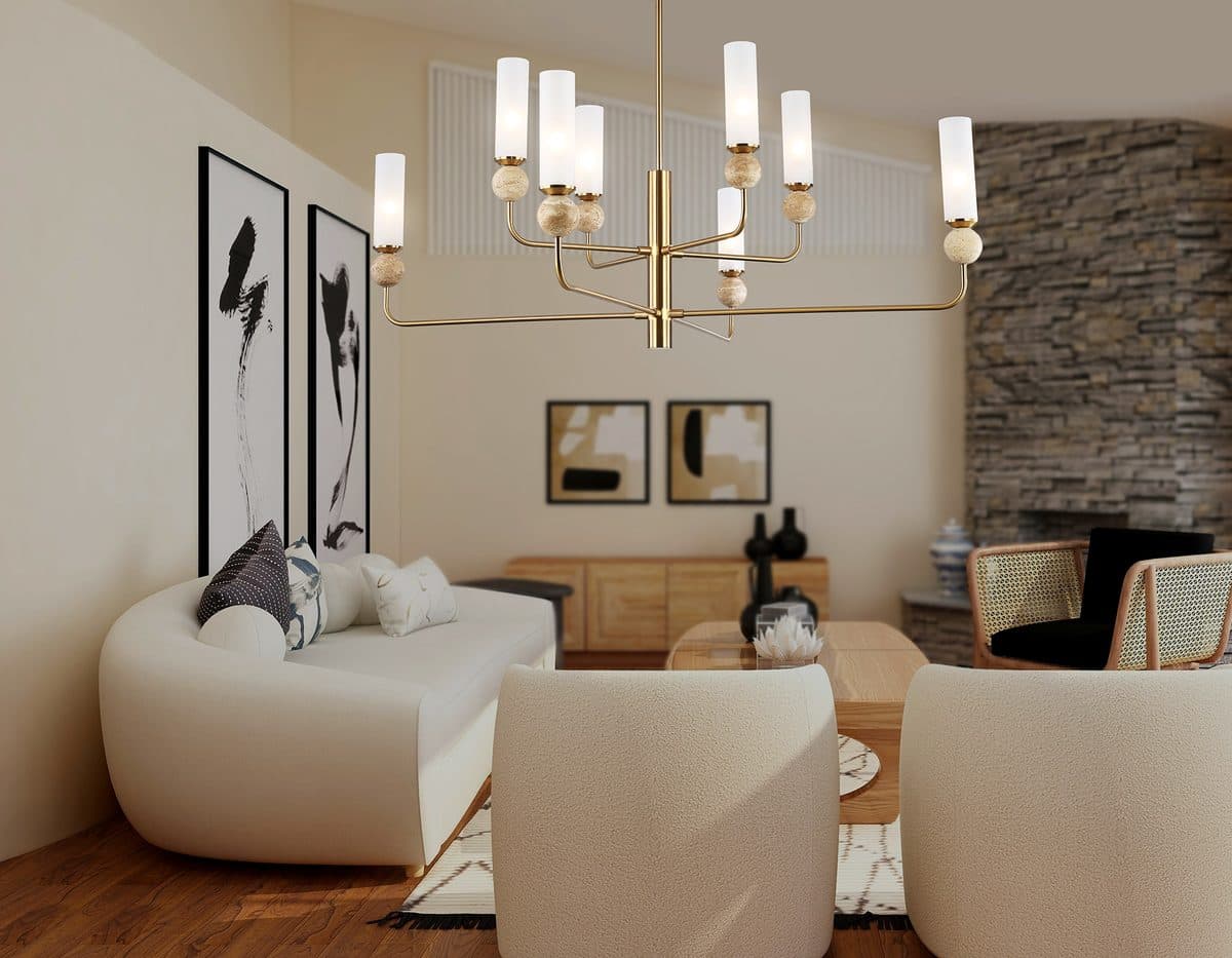 LH53252/8 BS/FR латунь/белый матовый E14*8 max 40W D1260*1445