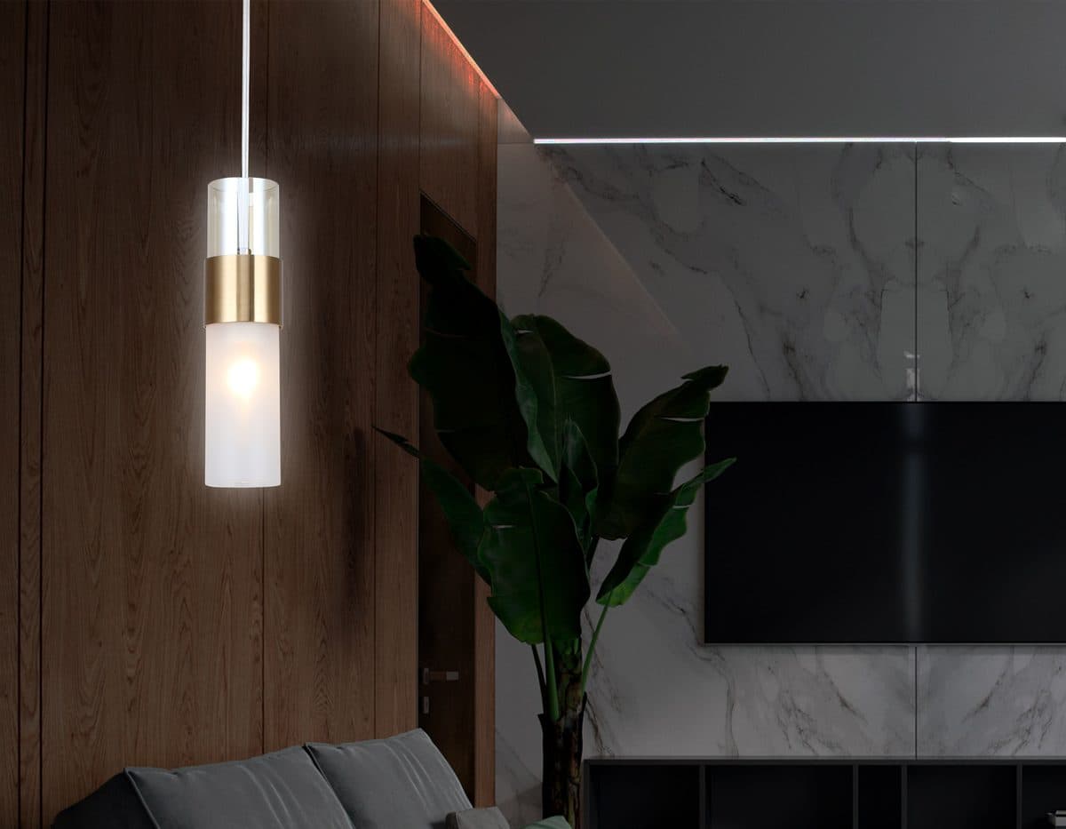 LH55111 BS/FR/TI латунь/белый матовый/янтарь E14 max 40W D55*1500