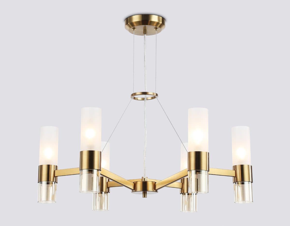 LH55114/6 BS/FR/TI латунь/белый матовый/янтарь E14*6 max 40W D650*1080