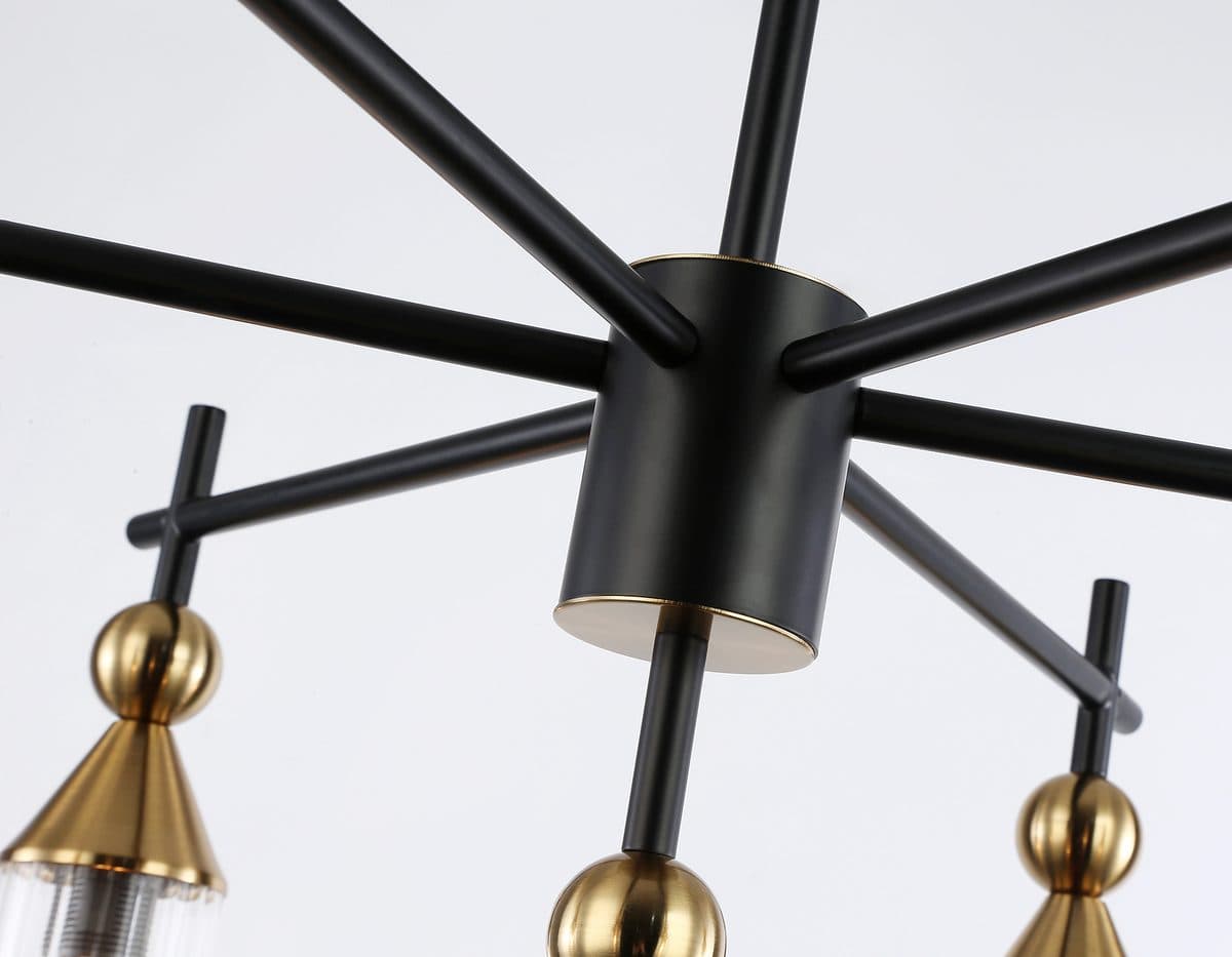 LH55257/7 BK/BS/CL черный/латунь/прозрачный E14*7 max 40W D640*520