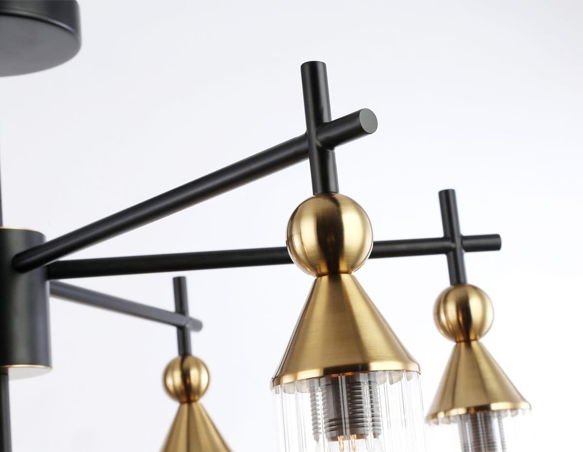 LH55257/7 BK/BS/CL черный/латунь/прозрачный E14*7 max 40W D640*520