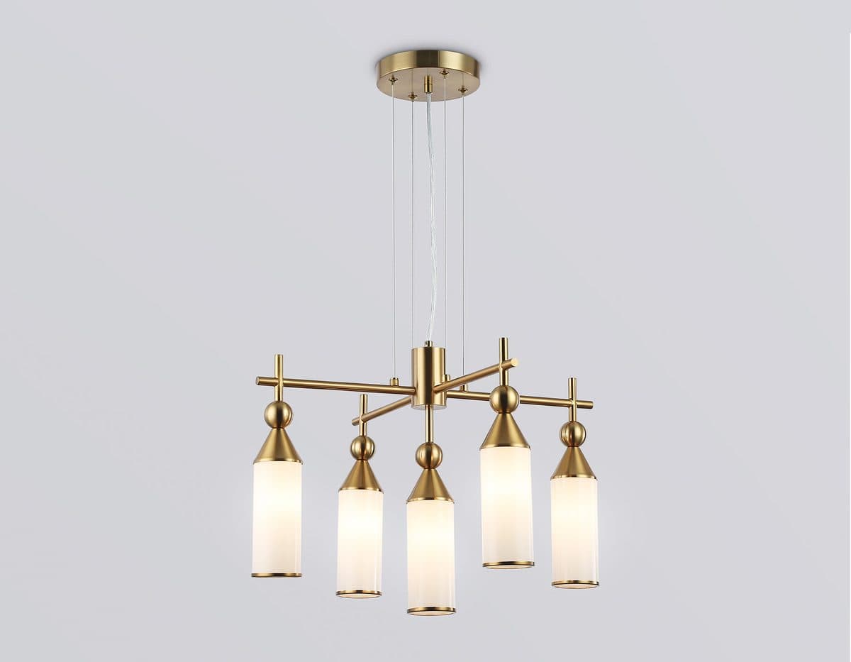 LH55276/5 BS/FR латунь/белый матовый E14*5 max 40W D520*1390