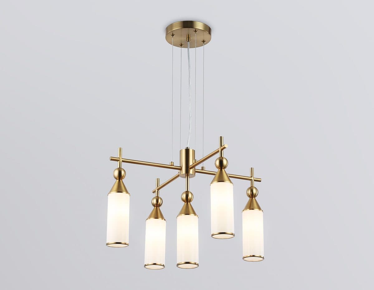 LH55276/5 BS/FR латунь/белый матовый E14*5 max 40W D520*1390