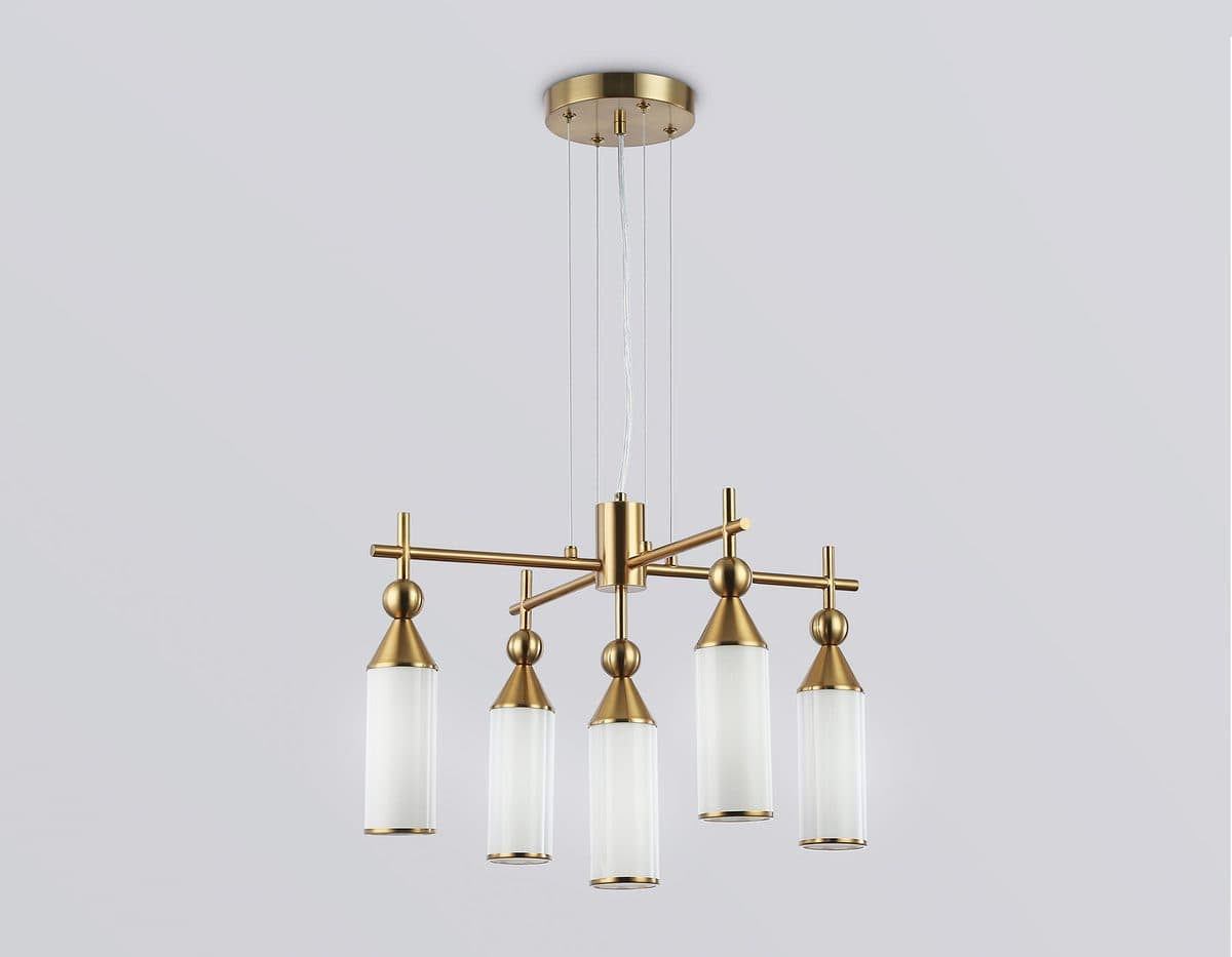 LH55276/5 BS/FR латунь/белый матовый E14*5 max 40W D520*1390