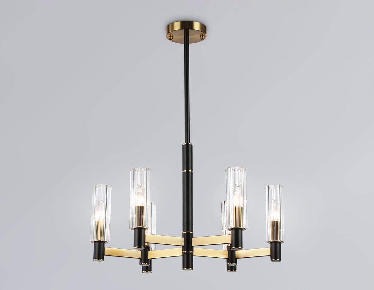 LH55511/6 BK/BS/CL черный/латунь/прозрачный E14*6 max 40W D570*760
