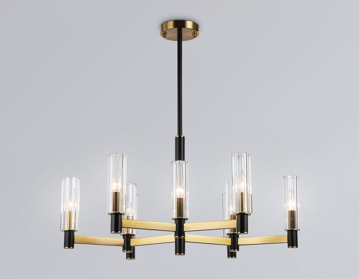 LH55513/9 BK/BS/CL черный/латунь/прозрачный E14*9 max 40W D760*760