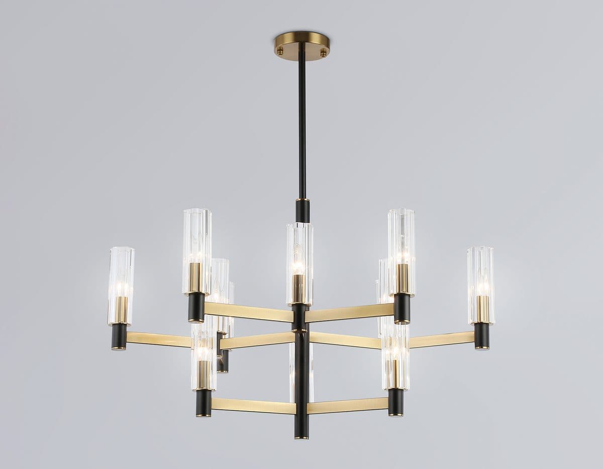 LH55515/12 BK/BS/CL черный/латунь/прозрачный E14*12 max 40W D860*905