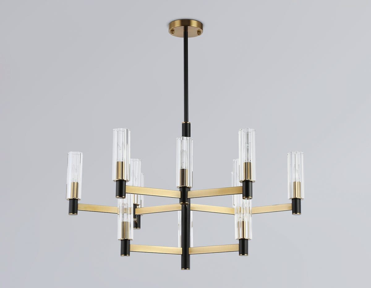 LH55515/12 BK/BS/CL черный/латунь/прозрачный E14*12 max 40W D860*905