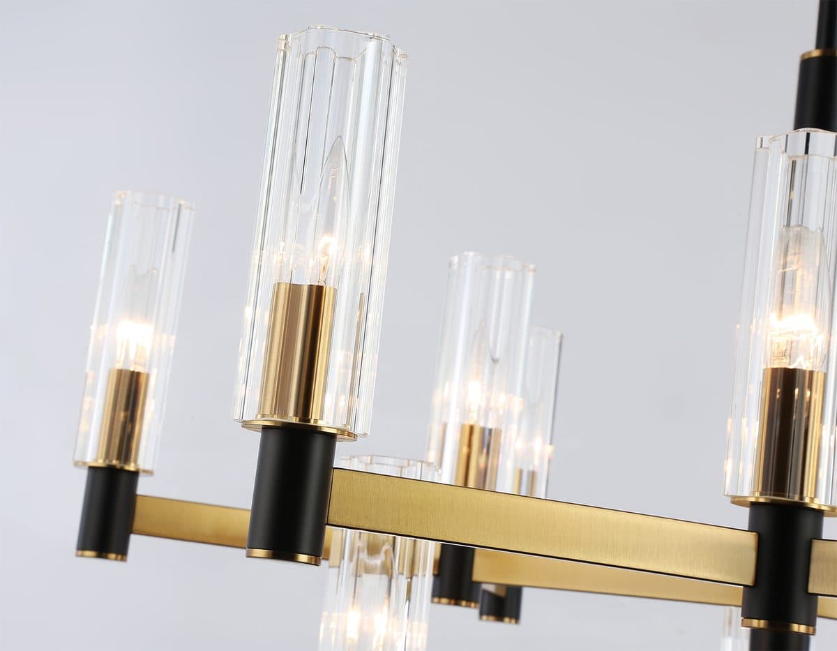 LH55515/12 BK/BS/CL черный/латунь/прозрачный E14*12 max 40W D860*905