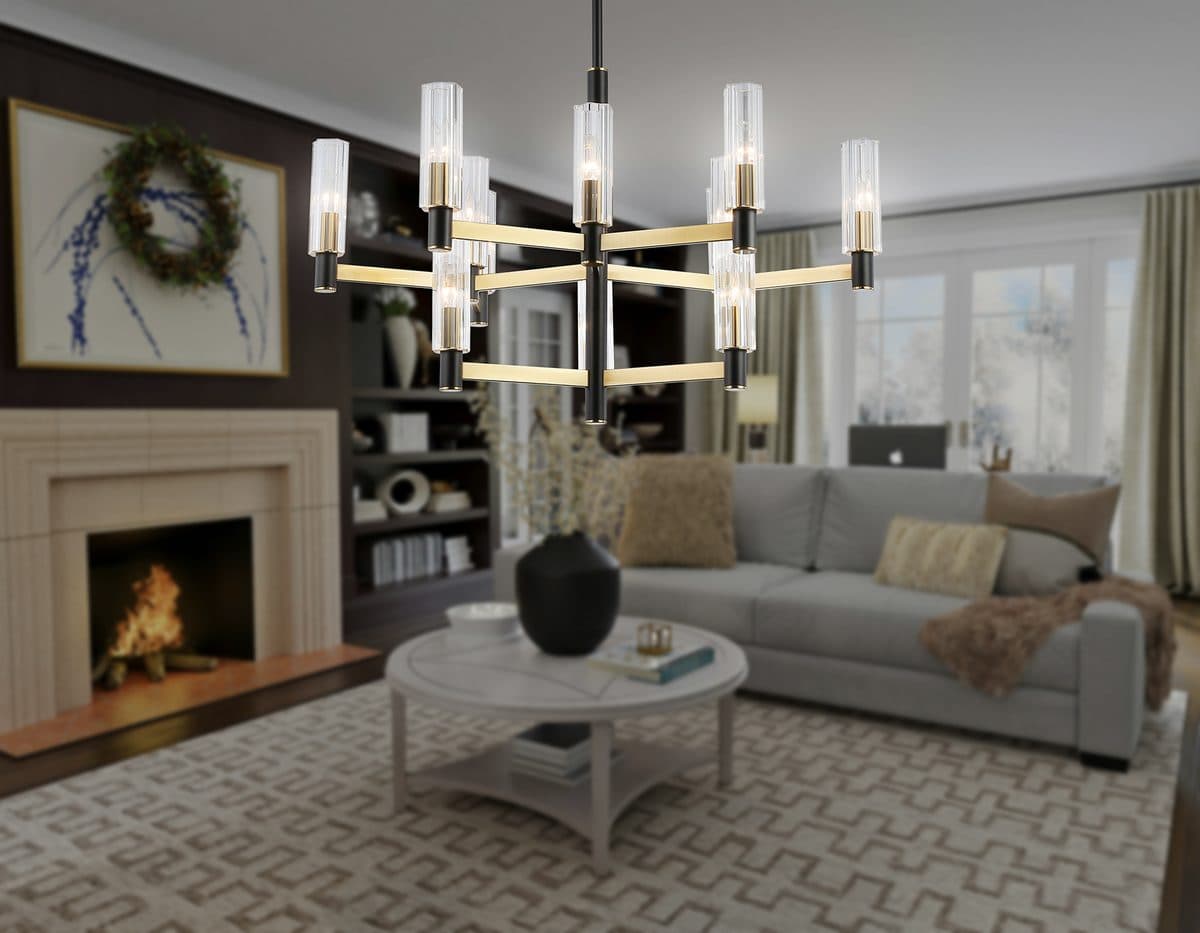 LH55515/12 BK/BS/CL черный/латунь/прозрачный E14*12 max 40W D860*905