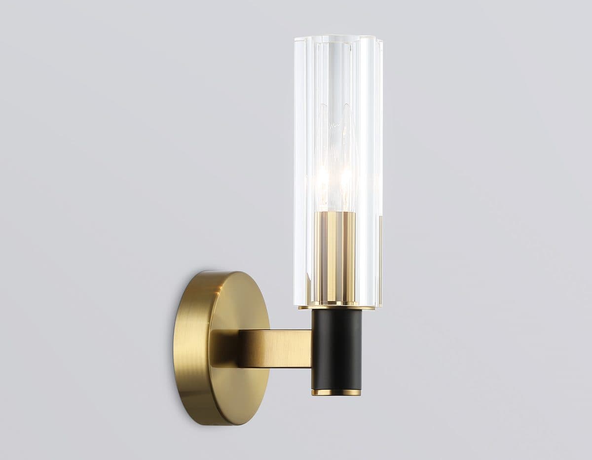 LH55517 BK/BS/CL черный/латунь/прозрачный E14 max 40W 120*100*250