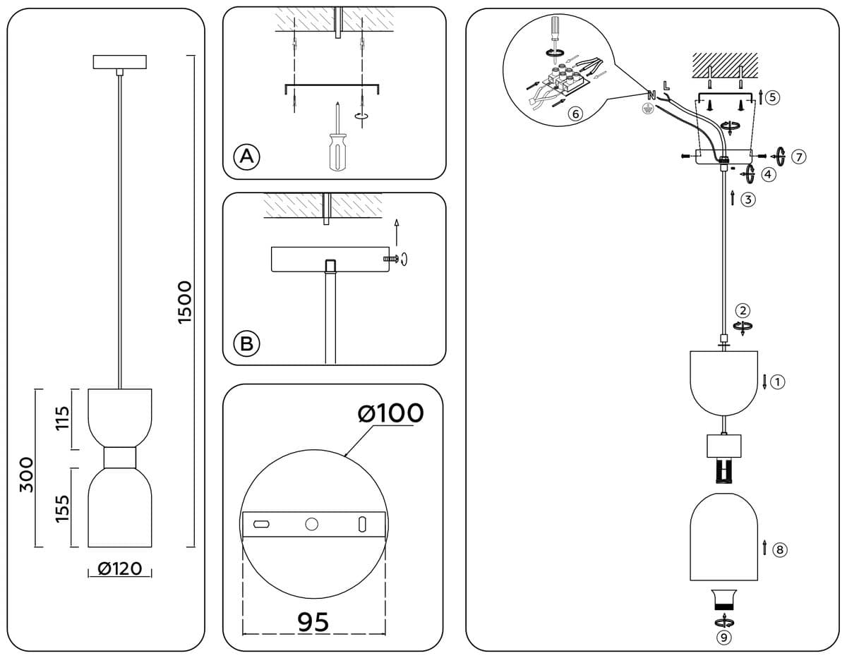 LH56091 BS/FR латунь/белый матовый E14 max 60W D120*1500