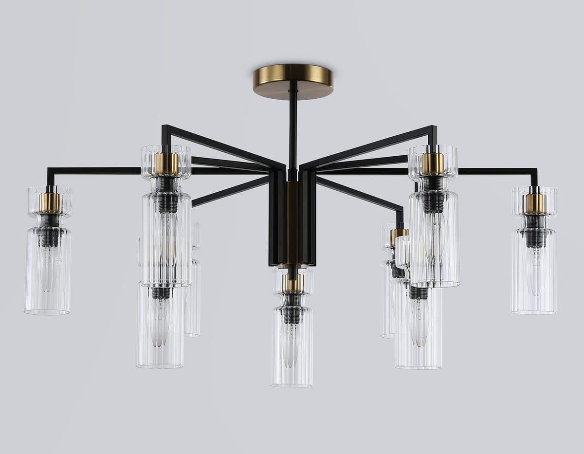 LH56117/9 BK/BS/CL черный/латунь/прозрачный E14*9 max 40W D765*440