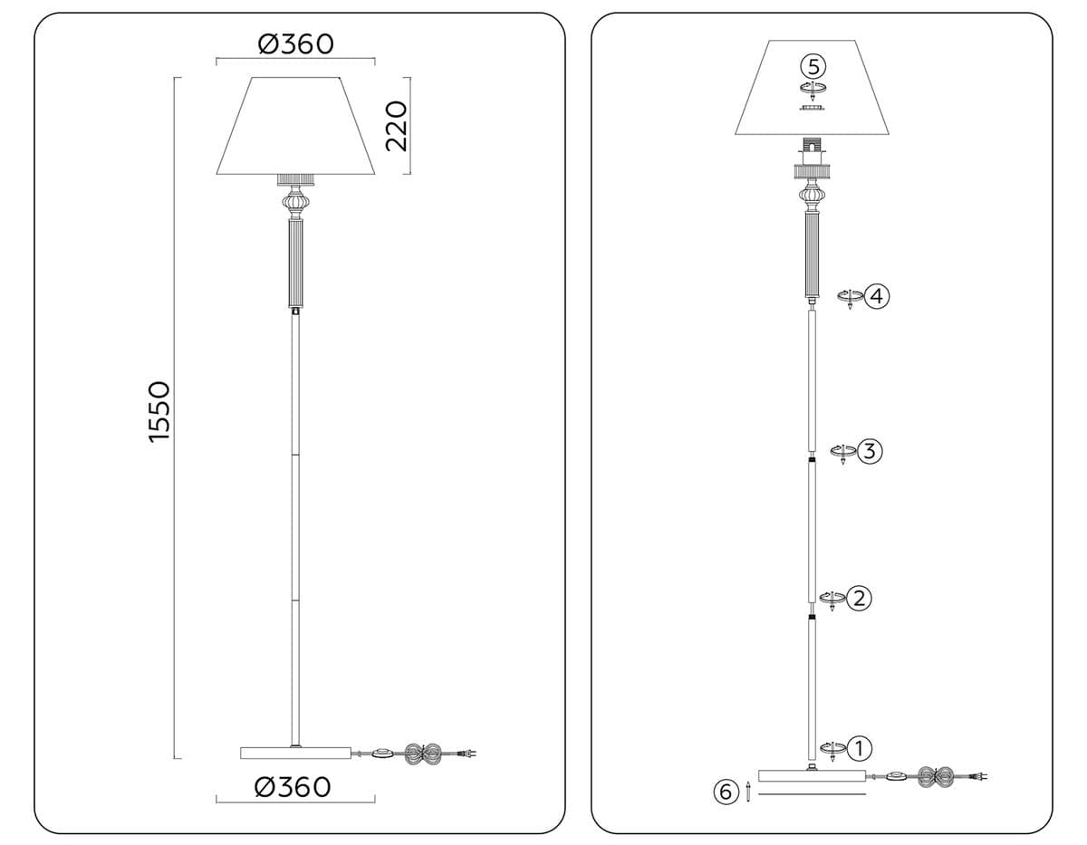 LH71008 BN/WH никель/белый E27 max 60W D360*1550
