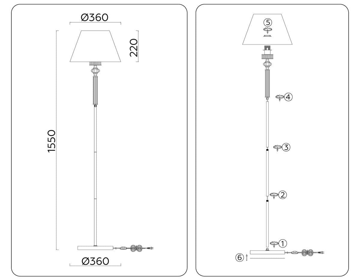 LH71028 BS/WH латунь/белый E27 max 60W D360*1550