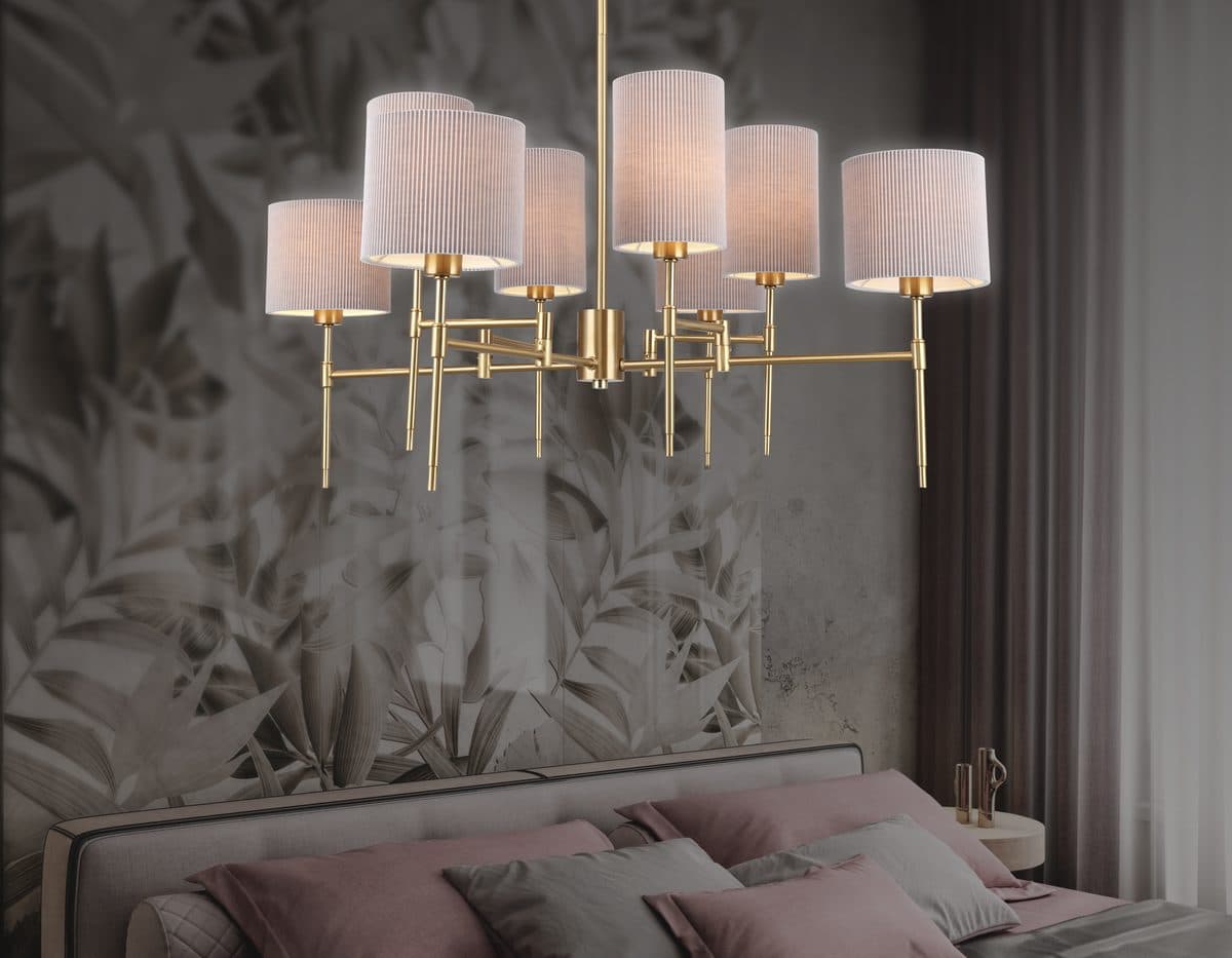 LH72383/8 BS/GR латунь/серый E14*8 max 40W D810*705